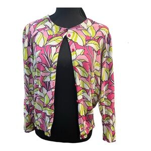 Nice a snuggled in this cardigan multi color button up